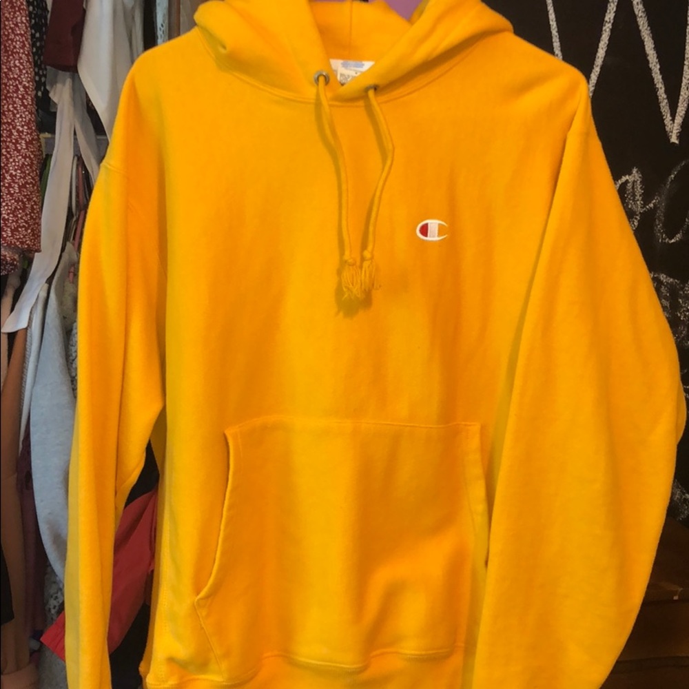 Yellow Champion Reverse Weave Hoodie